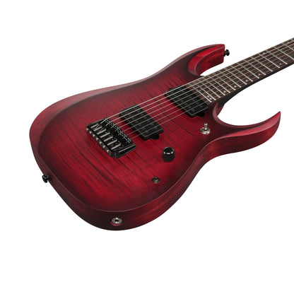 Ibanez RGD721FA-WUF 7-String Electric Guitar | Stained Wine Red Burst Flat