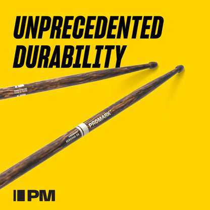 Promark TX7AW-FG Classic 7A FireGrain Flame-Hardened Hickory Drumsticks | Oval Wood Tip | Brown