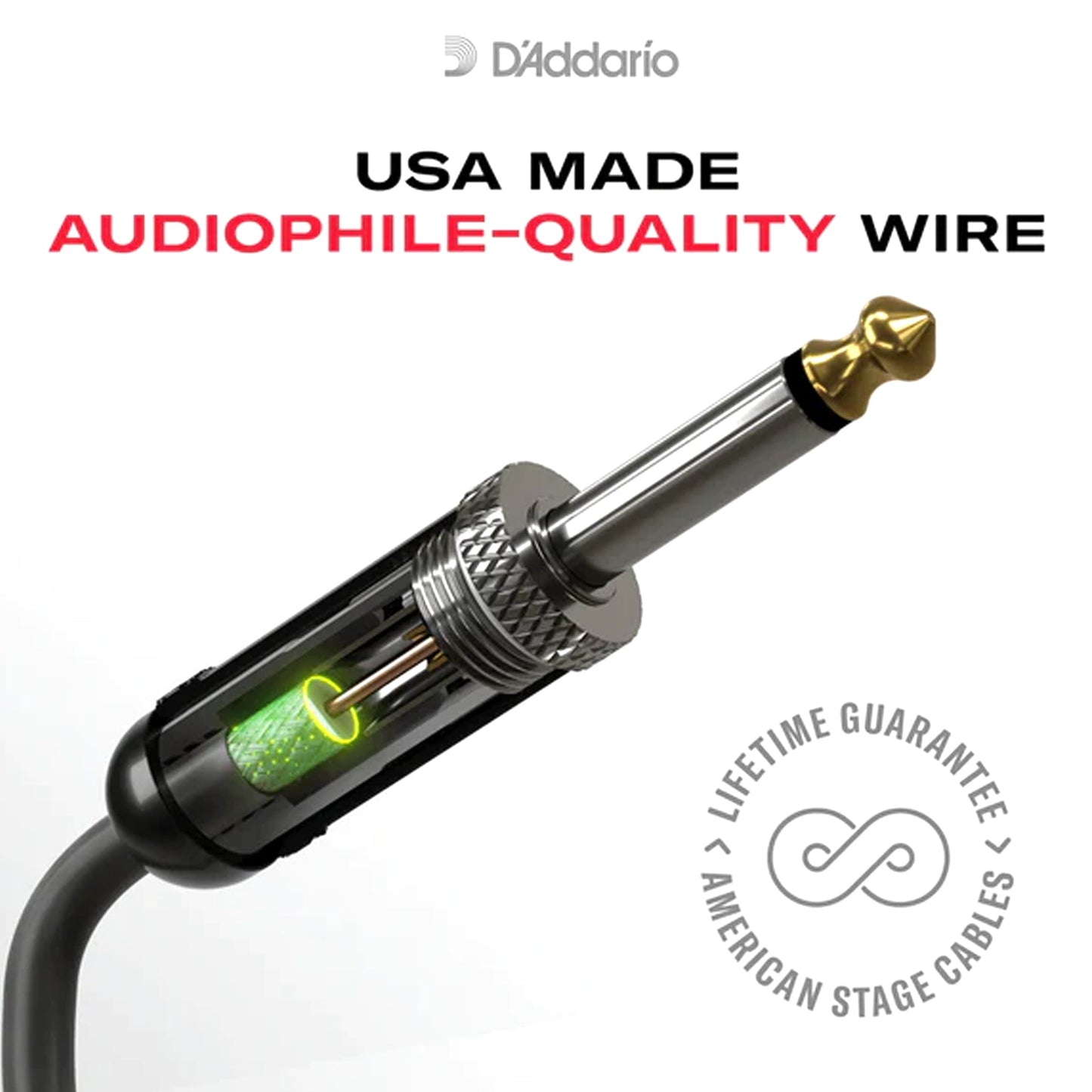 D'Addario PW-AMSG-10 American Stage Straight Instrument Cable 10ft