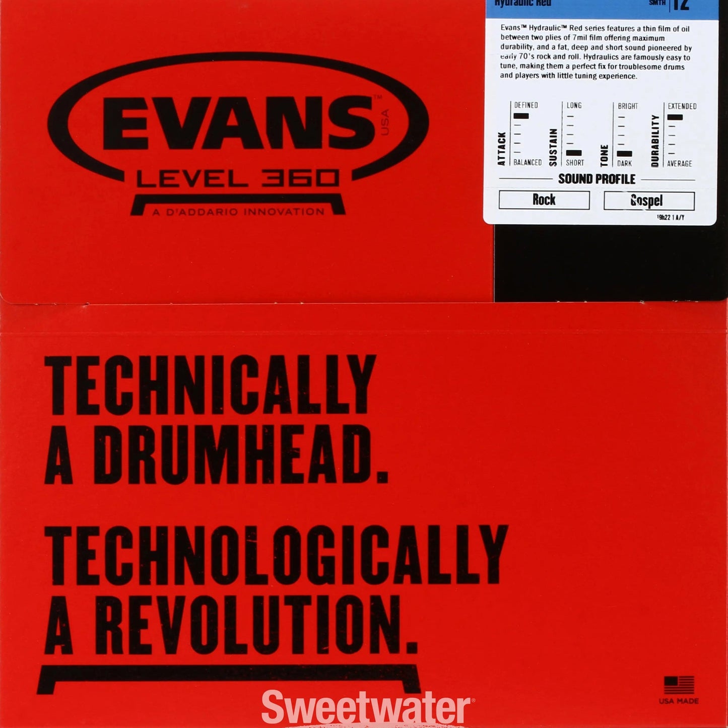 Evans TT12HR Hydraulic Red 12" Tom Batter Head